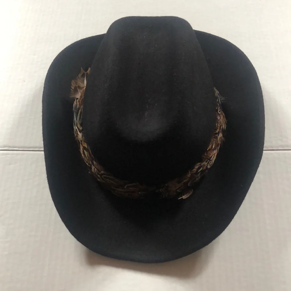 Vintage Henry Margu original creations soft fabric felt hat in black w feathers